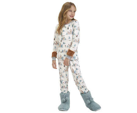 Pijama Manga Longa Infantil Off White Trenós | WestwingNow