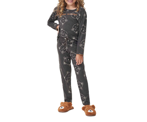 Pijama Manga Longa Infantil Cinza l, Cinza | WestwingNow