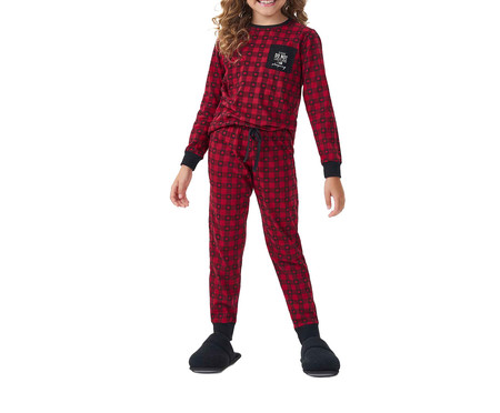 Pijama Manga Longa Infantil Vermelho