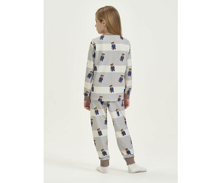 Pijama Manga Longa Infantil Off White e Azul | WestwingNow