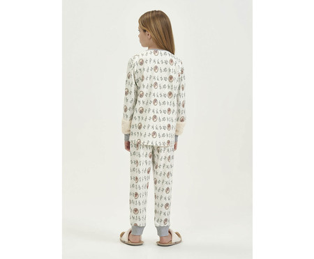 Pijama Manga Longa Infantil Off White e Mescla | WestwingNow