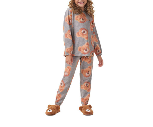 Pijama Manga Longa Feminina Infantil Cinza, Cinza | WestwingNow