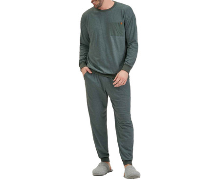 Pijama Masculino Manga Longa Verde