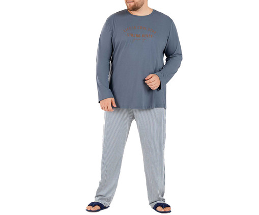 Pijama Manga Longa Plus Size Azul, Azul | WestwingNow