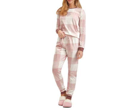 Pijama Manga Longa Rosé