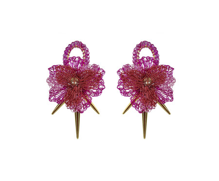 Brinco Rose Spikes Trio Pink - 4,5X8cm