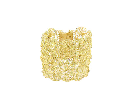 Bracelete em Cristal Escamas Crochê Dourado Gold | WestwingNow