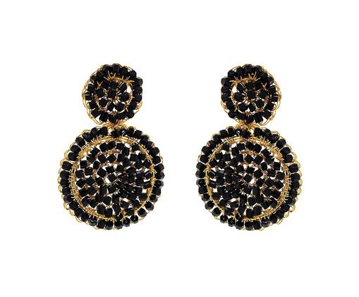 Brincos em Cristal Mandala II Preto, Preto | WestwingNow