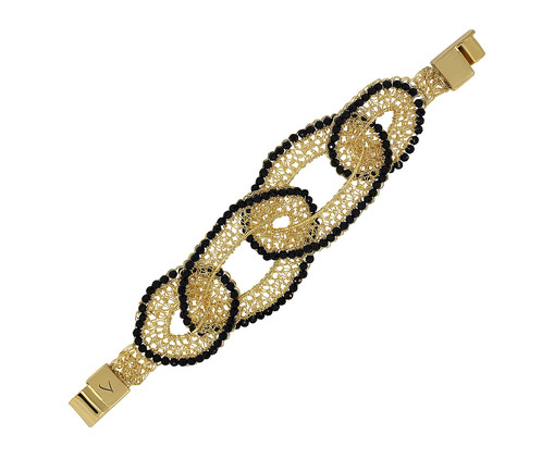 Bracelete Minerva Preto - 4X17,5cm, Dourado | WestwingNow