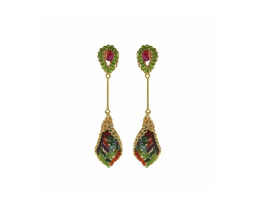 Brinco em Crochê Tulipa Colorido Gold, Dourado | WestwingNow