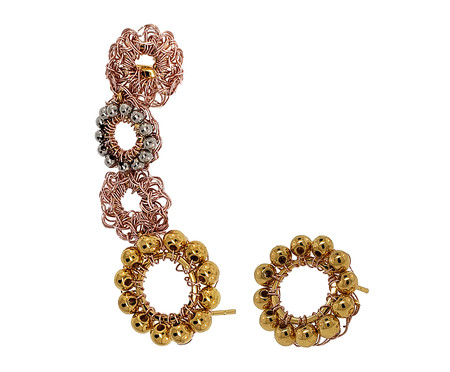 Brinco em Cristal Earcuff Trio Gold