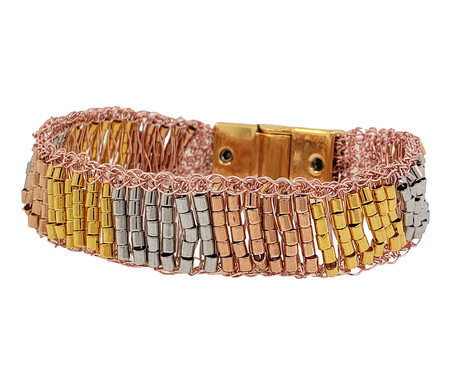 Bracelete em Cristal Camadas Trio Gold