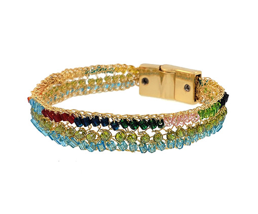 Pulseira Clássico em Cristal Colorful Gold, Dourado | WestwingNow