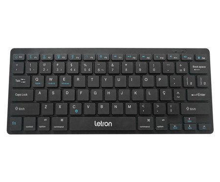 Teclado Office Free sem Fio Ergonomico Bluetooth Preto Letron - 28,3X2,4X12cm | Westwing