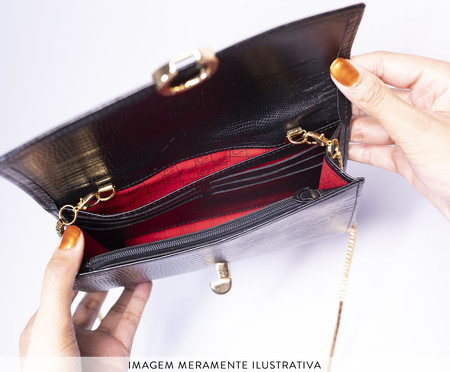 Bolsa Crossbody Quadrada de Couro Preto | WestwingNow