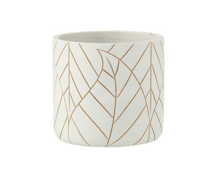 Cachepot Folha II - Branco e Dourado | Westwing