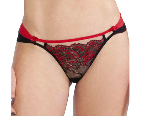 Tanga Drapeada Preto e Vermelho