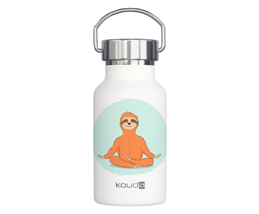 Garrafa em Inox Kouda Powder Coating Sloth Yoga Branca, Branco | WestwingNow