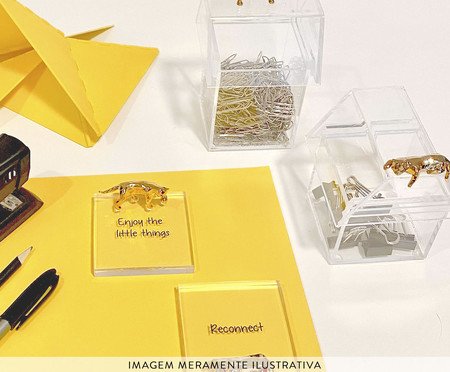 Peso de Papel Enjoy The Little Things Gato Gold - 7,2X3,5X7,2cm | Westwing