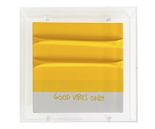 Quadro Good Vibes Only - 21X21X4cm, Amarelo | WestwingNow
