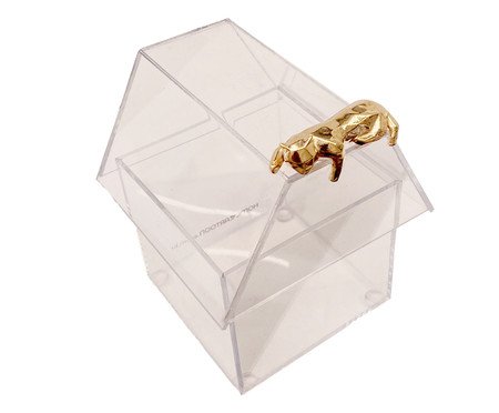 Adorno Caixa Casinha Gato Gold - 9X11X9cm | Westwing