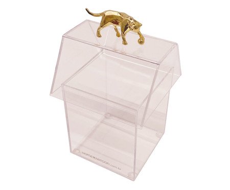Caixa Casinha Gato Gold - 9X15X9cm | Westwing