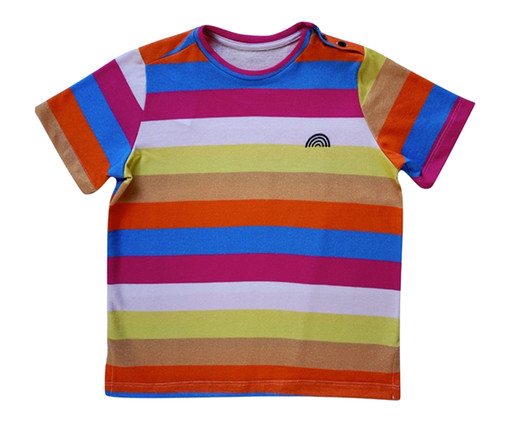 Camiseta Infantil Hey Listradona Colorida, Colorido | WestwingNow