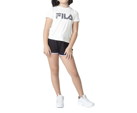 Camiseta Junior Feminina Fila Letter Slim Off-White