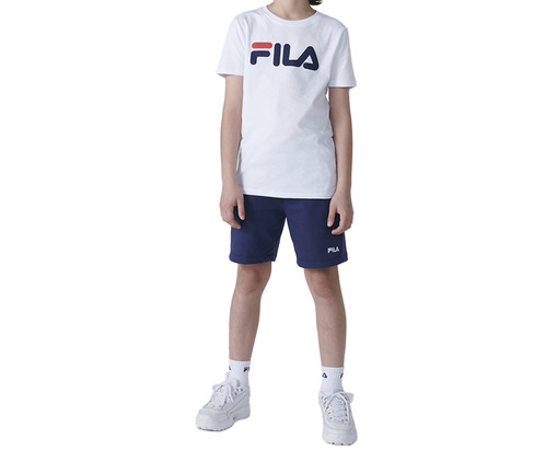 Camiseta Infantil Fila Letter Branca e Marinho, Branco | WestwingNow