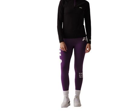 Camiseta Ml Feminina Fila Trail Preta e Roxo Violeta