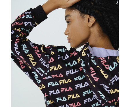 Casaco com Capuz Feminino Fila Colors Fun Preto Estampado | WestwingNow