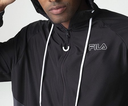 Jaqueta Masculina Fila Curve Preta e Cinza Escuro | Westwing