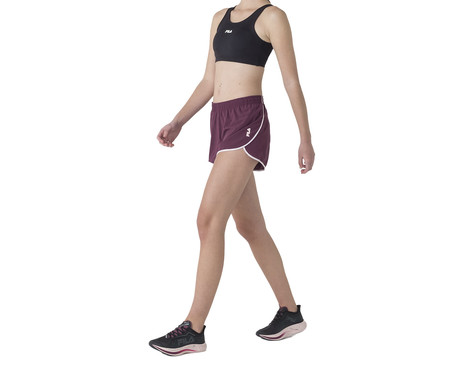 Shorts Feminino Fila Core Run Bordo/Rosa Claro | WestwingNow