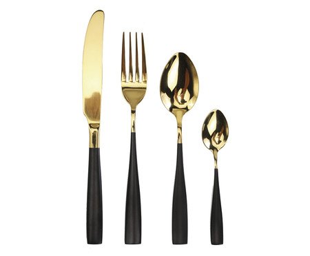 Faqueiro em Aço Inox Tonya Dourado - 06 pessoas | Westwing