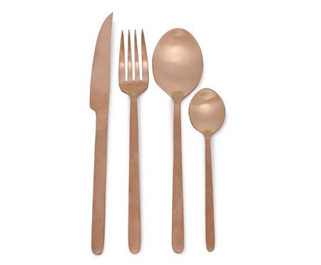 Faqueiro em Aço Inox Premium Rosé Gold Fosco - 06 pessoas | Westwing