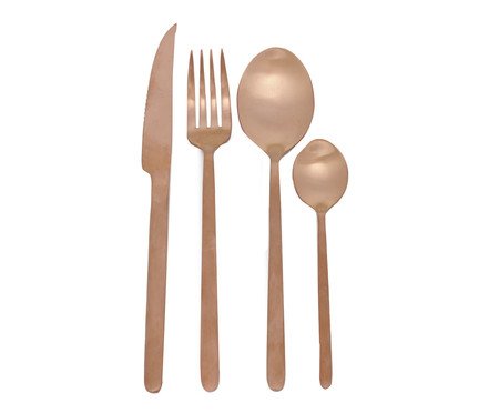 Faqueiro em Aço Inox Premium Rosé Gold Fosco - 06 pessoas | Westwing