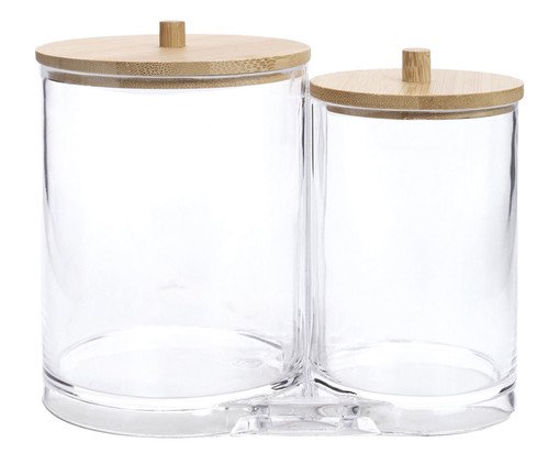 Jogo de Potes Tampa Bambu Incolor e Natural, Transparente | WestwingNow