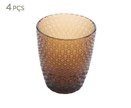 Jogo de Copos Baixos Old Vibes Âmbar - 340ml | Westwing