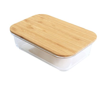Pote Retangular Tampa Flat Bambu - 1500ml | Westwing