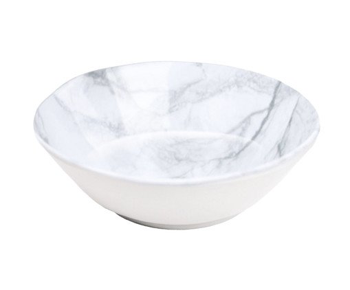 Bowl Pequeno e Servir Mármore Melamina Branco e Cinza, Branco | WestwingNow