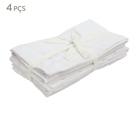 Jogo de Guardanapos com Borda Mitrada Branco