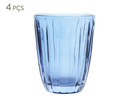 Jogo de Copos Baixos Lines Azul - 220ml | Westwing