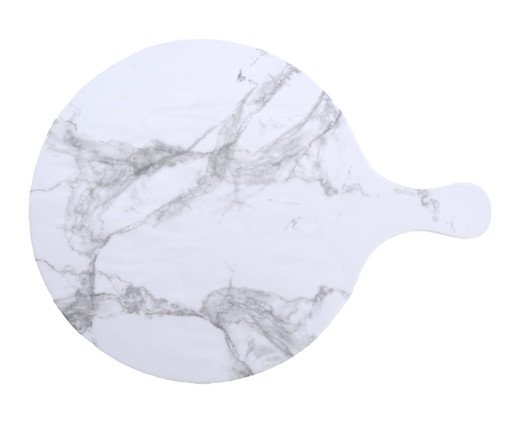 Tábua Redonda Mármore Melamina Branco e Cinza, Branco | WestwingNow