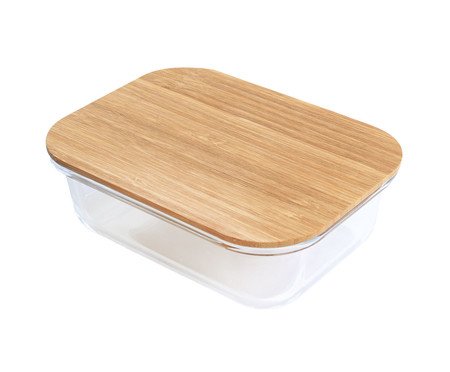 Pote Retangular Tampa Flat Bambu - 635ml | Westwing