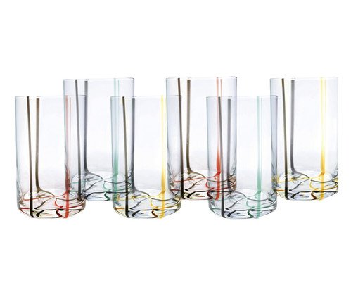 Jogo de Copos Listras Colorido - 490ml, Colorido | WestwingNow