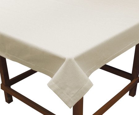 Toalha de Mesa Retangular 04 Lugares com Borda Mitrada Cru | Westwing