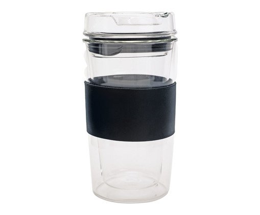Copo com Tampa Double Wall - 350ml, Transparente | WestwingNow
