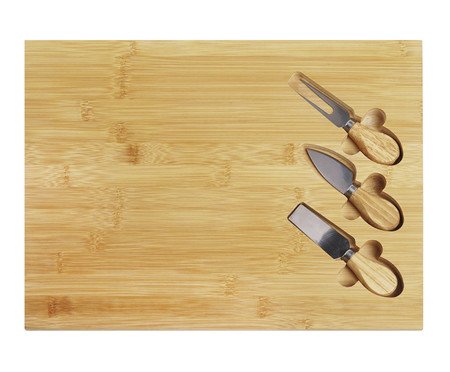 Jogo de Tábua com 03 Talheres para Queijo em Bambu Natural | Westwing