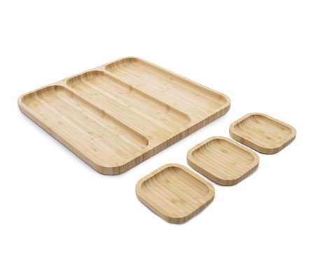 Petisqueira em Bambu com 03 Mini Bowls Natural | Westwing
