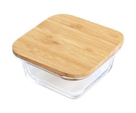 Pote Quadrado Tampa Flat Bambu - 320ml | Westwing